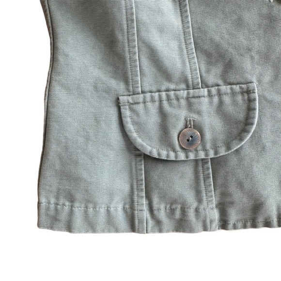 J. Jill Women's Jacket size Small Green Cargo Button Front Ribbed Textured Denim - Picture 8 of 10
